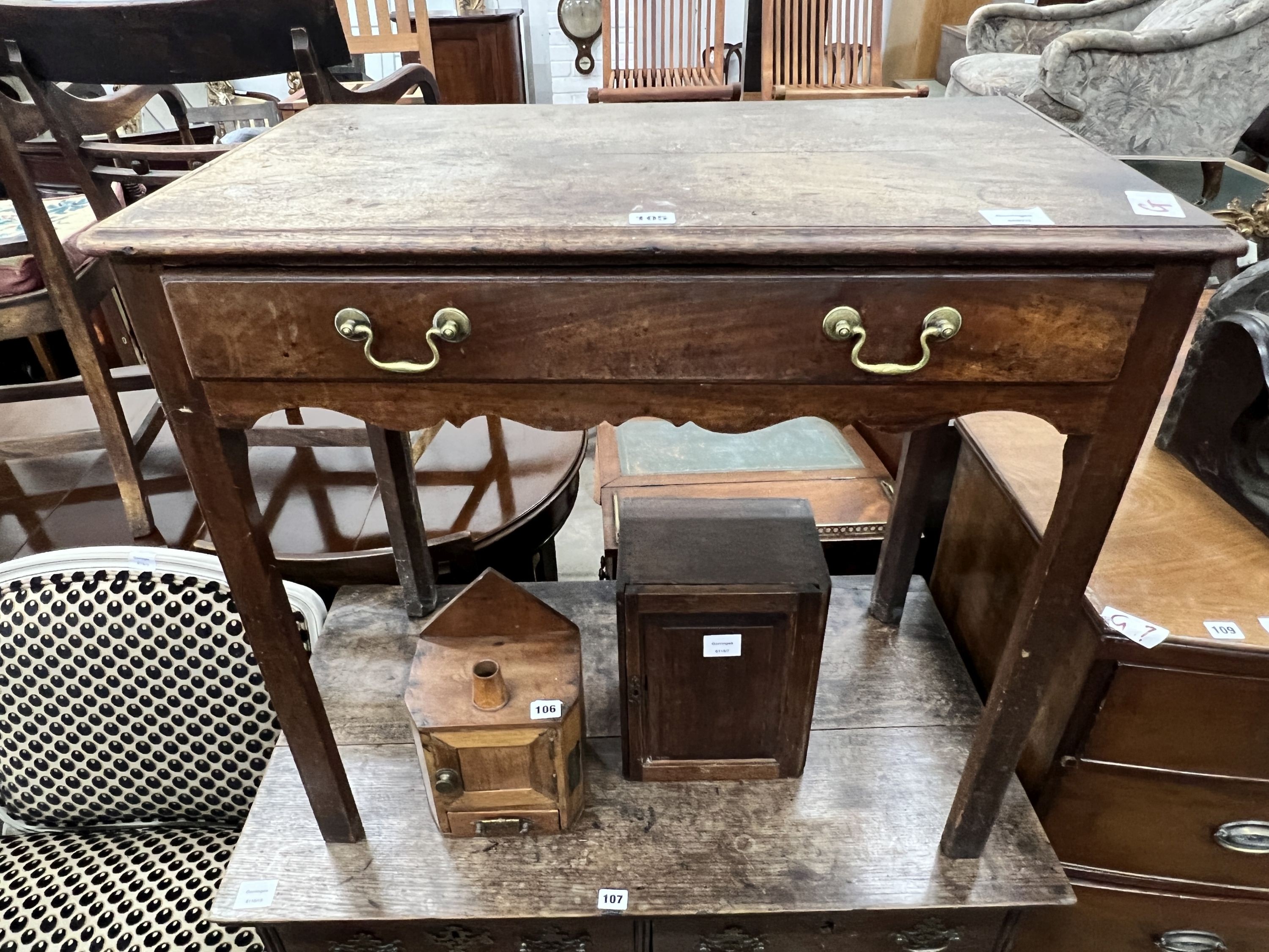 A George III mahogany side table, width 78cm, depth 45cm, height 72cm